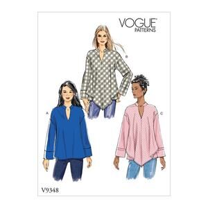 Sewing Pattern Vogue V9348 Pullover Top Standup Collar w/variations  L-XXL
